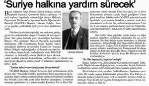 Suriye Halkına Yardım Sürecek