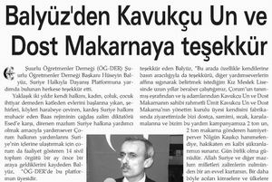 Balyüz'den Kavukçu Un ve Dost Makarnaya Teşekkür