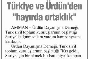 Türkiye ve Ürdün'den "Hayırda Ortaklık"