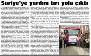 Suriye'ye Yardım Tırı Yola Çıktı