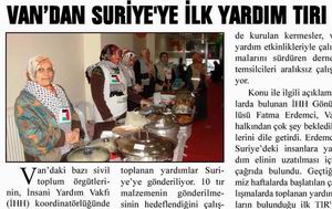 Van'dan Suriye'ye İlk Yardım Tırı Yola Çıkıyor