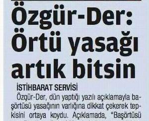 Özgür-Der Örtü Yasağı Artık Bitsin