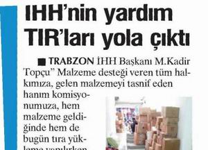 İHHnın Yardım Tırları Yola Çıktı
