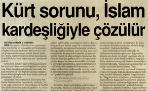 Kürt Sorunu, İslam Kardeşliğiyle Çözülür