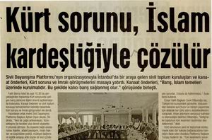 Kürt Sorunu, İslam Kardeşliğiyle Çözülür