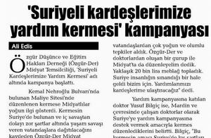 'Suriyeli Kardeşlerimize Yardım Kermesi' Kampanyası