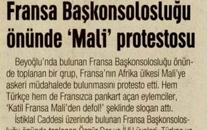 Fransa Başkonsolosluğu Önünde 'Mali' Protestosu