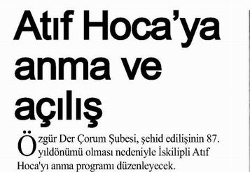 Atıf Hocaya Anma Ve Açılış