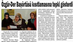 Özgür-Der Başörtüsü Kısıtlamasına Tepki Gösterdi