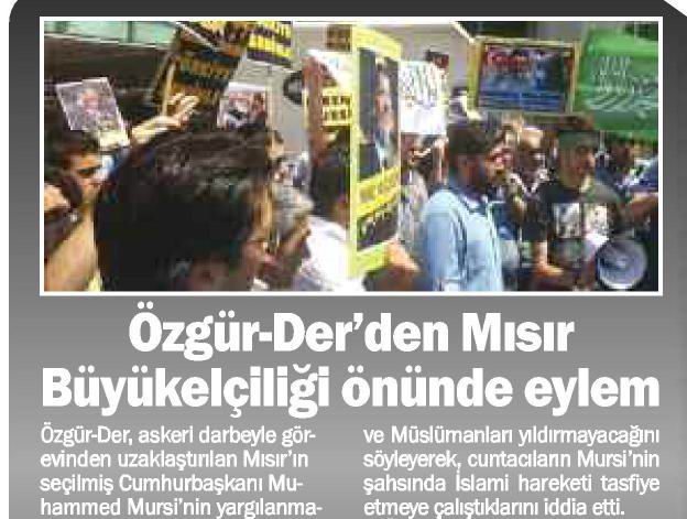 Özgür-Der'den Mısır Büyükelçiliği Önünde Eylem