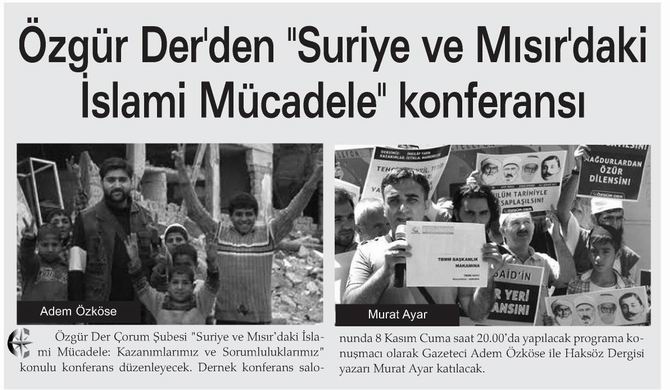 Özgür Der'den "Suriye ve Mısır'daki İslami Mücadele" Konferansı