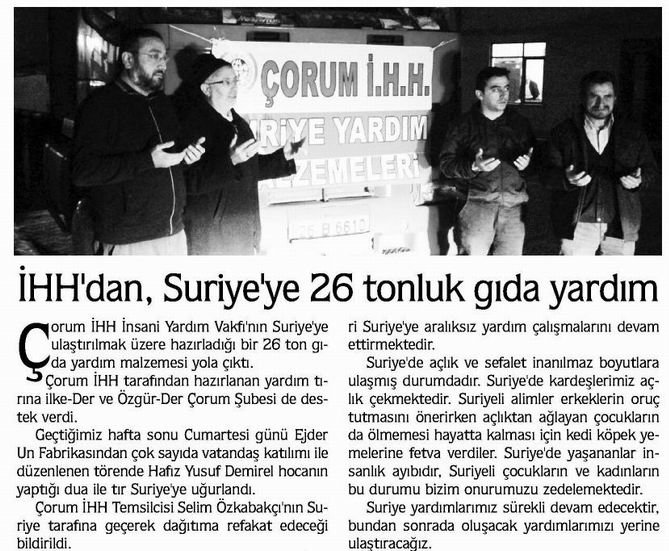 İHH'dan, Suriye'ye 26 Tonluk Gıda Yardım