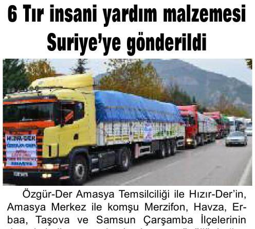 6 Tır İnsani Yardım Malzemesi Suriye'ye Gönderildi