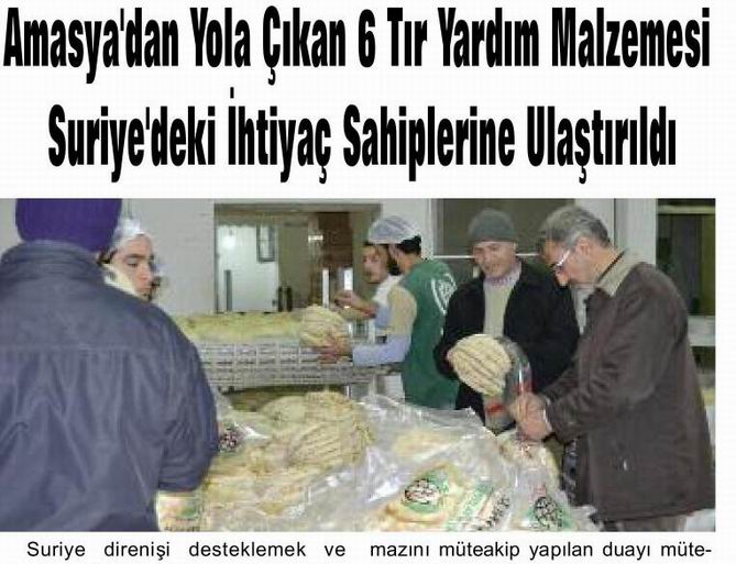 6 Tır İnsani Yardım Malzemesi Suriye'ye Gönderildi