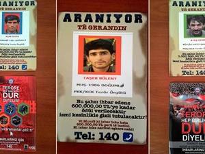 Bitlis'te Aranan PKK'lıların Afişleri Asıldı