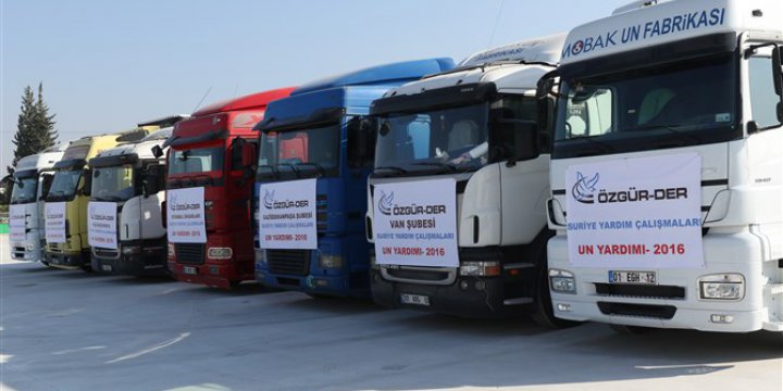 Özgür-Der Halep, İdlib ve Hama'ya 7 Tır Un Daha Ulaştırdı
