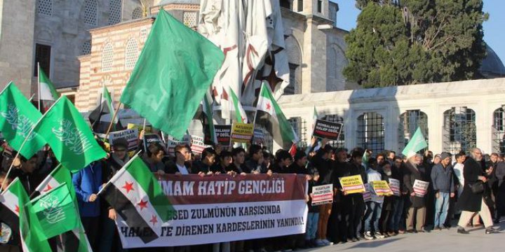 İmam Hatipli Gençler Halep’te Yaşanan Katliamları Protesto Etti