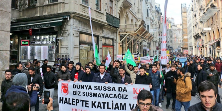 Rusya Başkonsolosluğu Önünde 'Halep' Protestosu