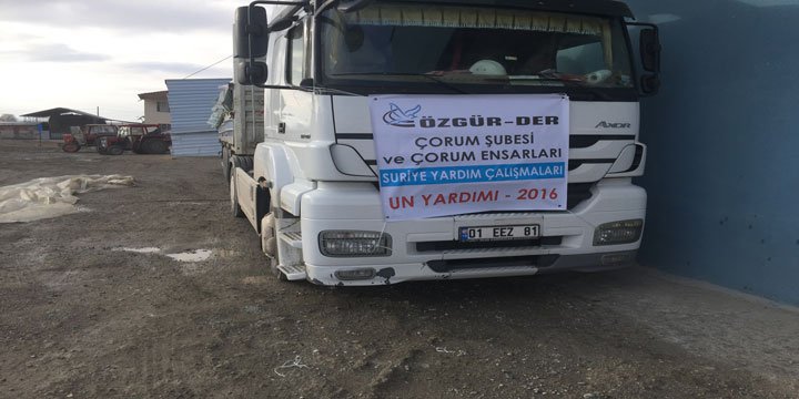 Çorum Özgür-Der Suriye’ye Un Yüklü 3. Yardım Tırını Gönderdi