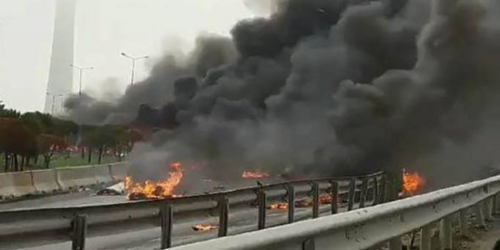 İstanbul Beylikdüzü'nde Helikopter Düştü