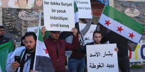 ABD Başkonsolosluğu Önünde Doğu Guta Protestosu!