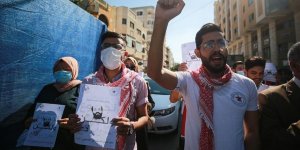 Gazzelilerden, açlık grevindeki Filistinli tutuklu Ahres için destek gösterisi