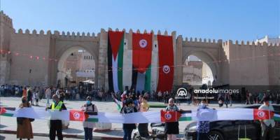 Tunus'ta Filistin'e destek için insan zinciri oluşturuldu