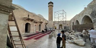 HTŞ, İdlib’de tarihî Ulu Cami'yi restore ediyor