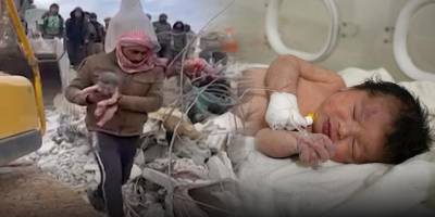 Suriye'de enkaz altında doğan bebek hayata tutundu