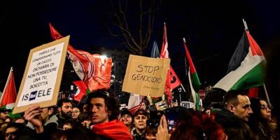 İtalya'da katil İsrail yanlısı tutum aldığı gerekçesiyle RAI protesto edildi