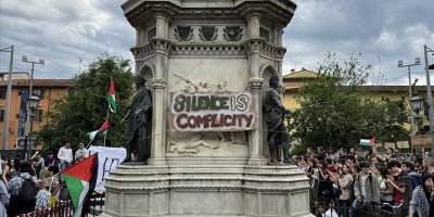 Floransa Üniversitesi öğrencileri, Filistin'e destek mitingi düzenleyip çadır kurdu