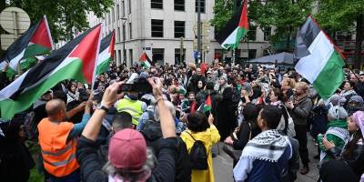 ABD'nin Brüksel Büyükelçiliği önünde Filistin'e destek gösterisi düzenlendi
