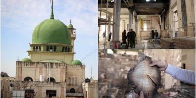 Filistinliler, siyonistlerin ateşe verdiği tarihi camiyi onarmaya çalışıyor