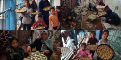 Gazze'deki kadınlar, kısıtlı imkanlarla yaptıkları kurabiyelerle bayram geleneğini yaşatmaya çalışıyor
