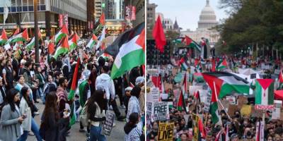 ABD'nin başkenti Washington'da binlerce kişi Filistin için sokağa çıktı