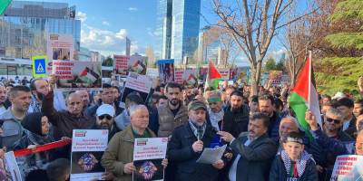 Gazze’deki katliam ve açlık katil ABD’nin Büyükelçiliği önünde protesto edildi