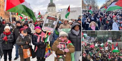 Stockholm'de yüzlerce insan siyonist İsrail'i protesto etti