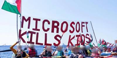 Microsoft'a protesto: Soykırıma ortak olmayın!
