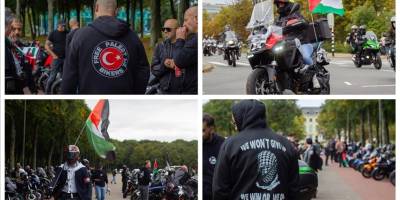 Hollanda'da motosiklet sürücülerinden Filistin'e destek gösterisi
