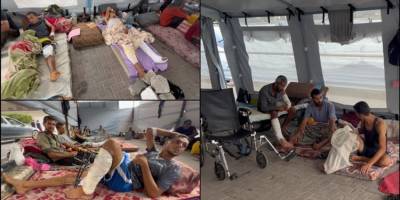 Sağlık sisteminin çöktüğü Gazze'de yaralılar Nasır Hastanesi'nin avlusunda tedavi ediliyor