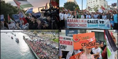 Küresel Sumud Filosu'na destek için birçok ilde yürüyüş düzenlendi