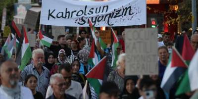 Gökçeada'da binlerce kişi Filistin'e destek verdi