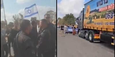 Siyonist yerleşimciler, Gazze'ye giden yardım tırlarının önünü kesti