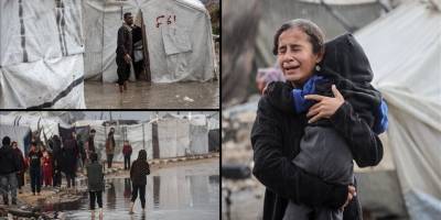 Gazzeli mazlumların sığındıkları çadırları su bastı