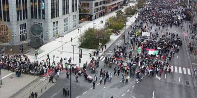 Belçika'da binlerce kişi Gazze'ye destek gösterisi düzenledi