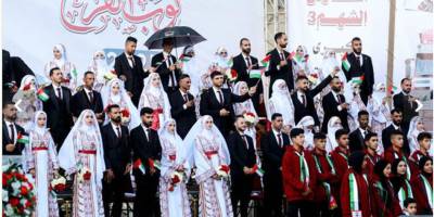 Biz ölmedik burdayız! Gazze'de 54 çift için toplu düğün gerçekleştirildi