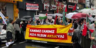 Fatih Camii’nden Beyazıt’a Filistin yürüyüşü: Siyonist çete, emperyalist ABD Ortadoğudan def olun!