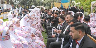 Gazze'de 150 çift için toplu düğün töreni yapıldı