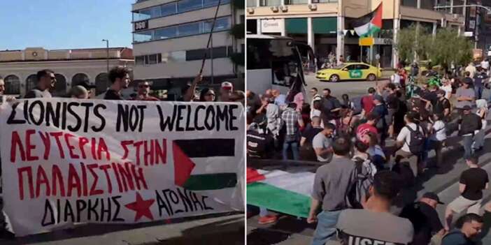 Yunanistan’da aktivistler İsrailli yolcu gemisine karşı protesto düzenledi