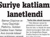 Suriye Katliamı Lanetlendi
